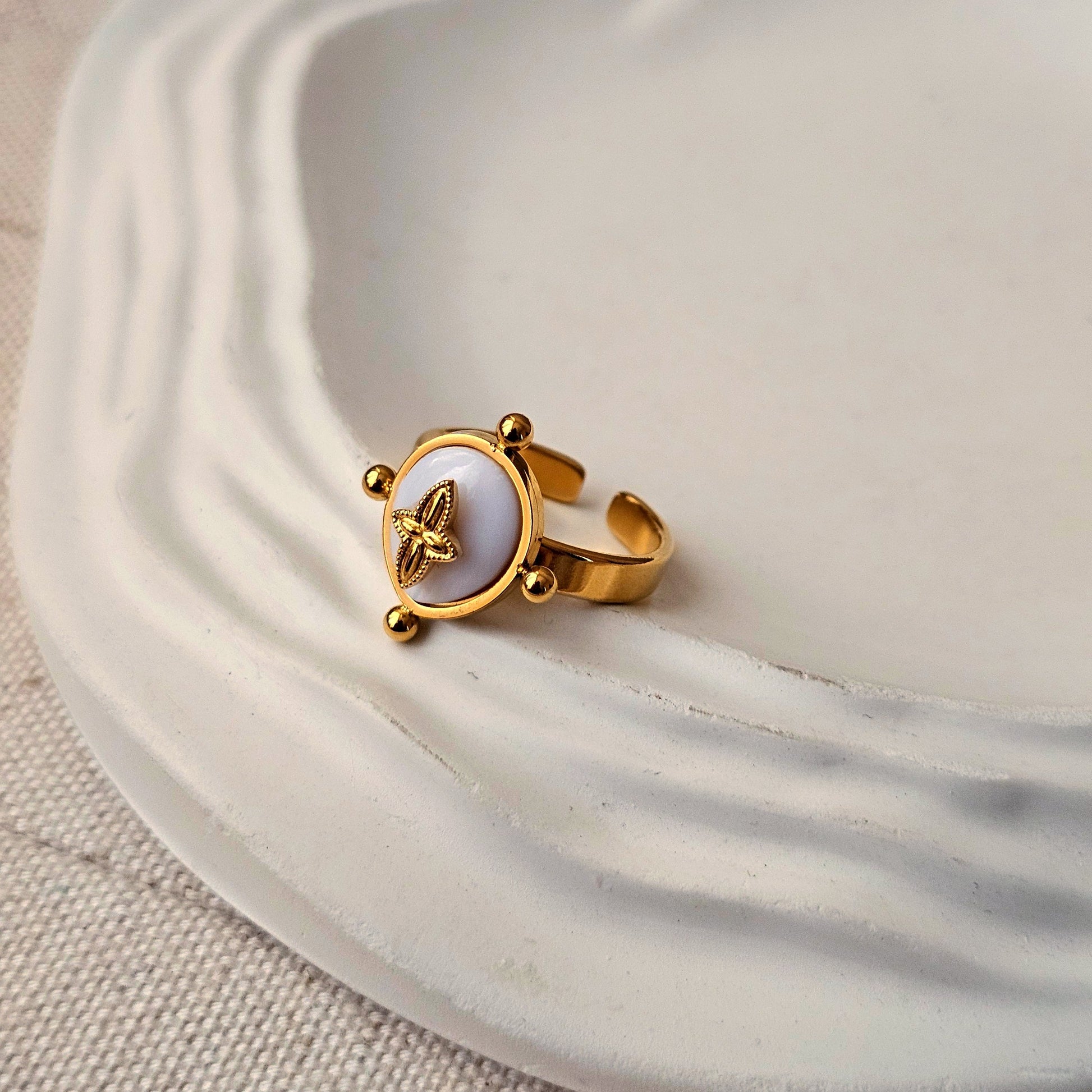 Vintage Pearl Geometric Ring-2  taahirajewellery