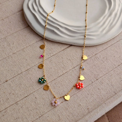 Colorful Flowers Charm Necklace-1  taahirajewellery
