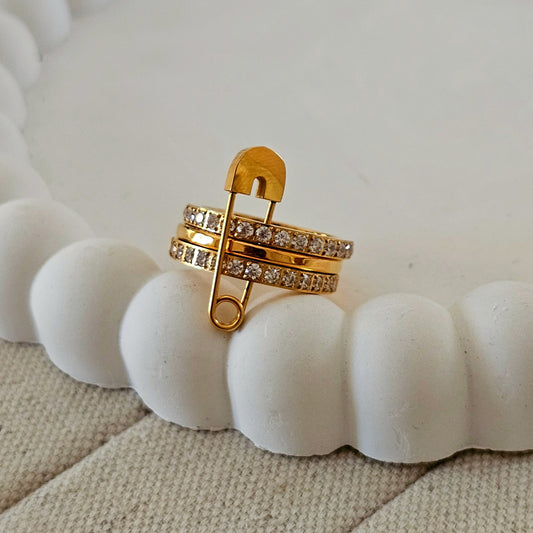 Safety Pin Layered Ring