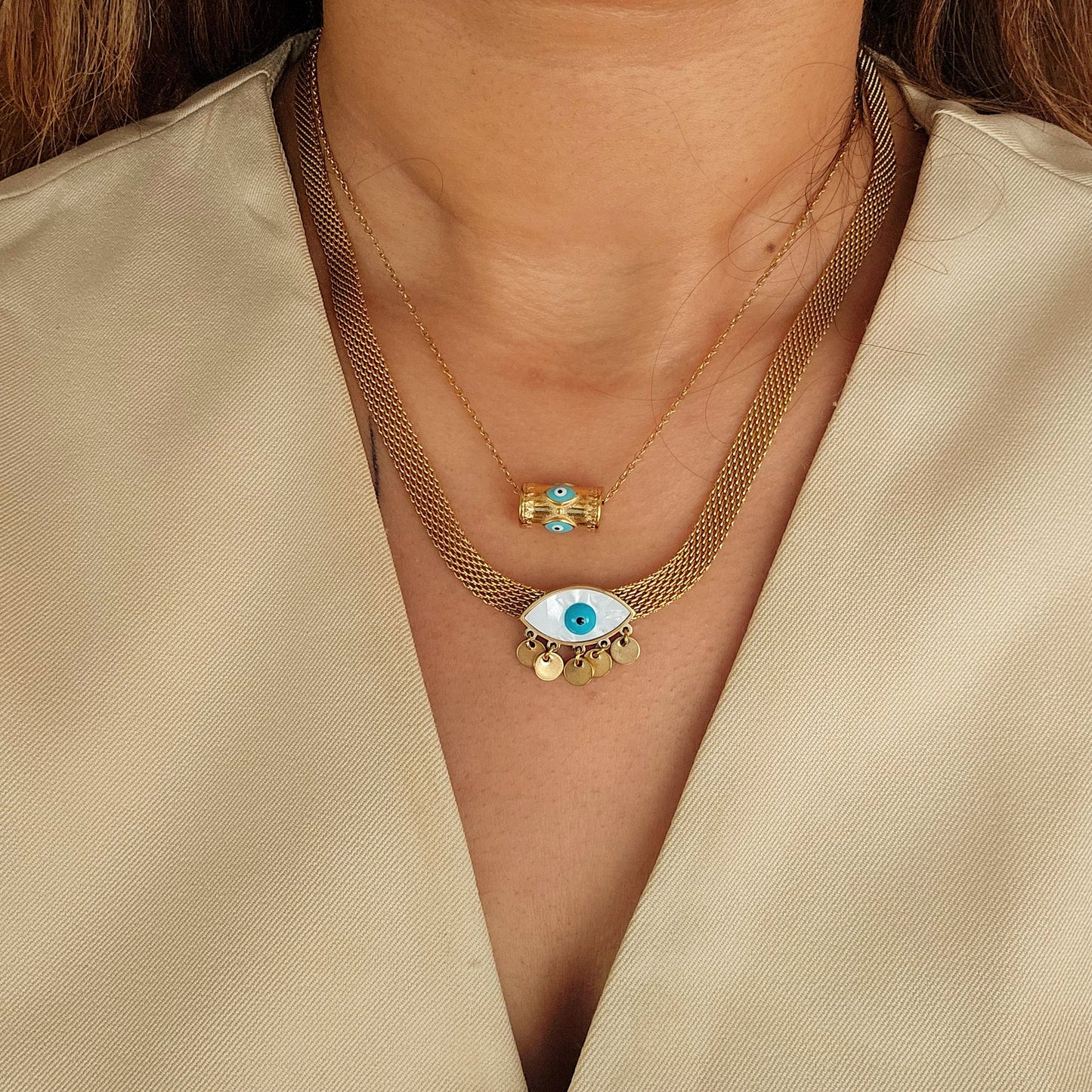 Evil Eye Round Pandent Necklace-4  taahirajewellery