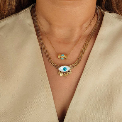 Evil Eye Round Pandent Necklace-4  taahirajewellery