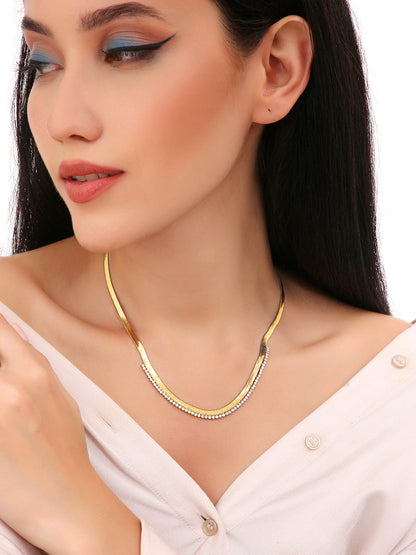 18K Gold Plated Snake Chain Zirconia Tennis Necklace