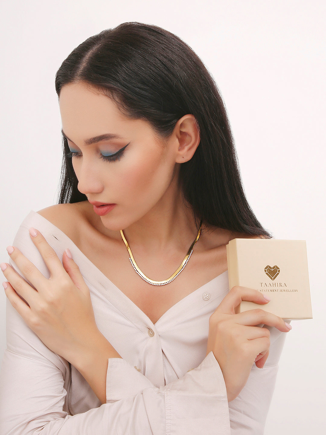 18K Gold Plated Snake Chain Zirconia Tennis Necklace