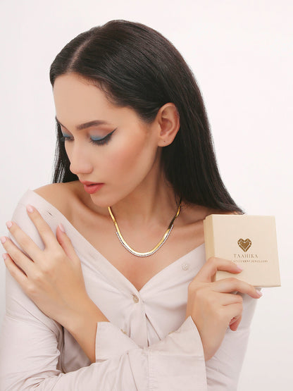 18K Gold Plated Snake Chain Zirconia Tennis Necklace