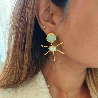 Celie Pearl Brass Earrings-1  taahirajewellery