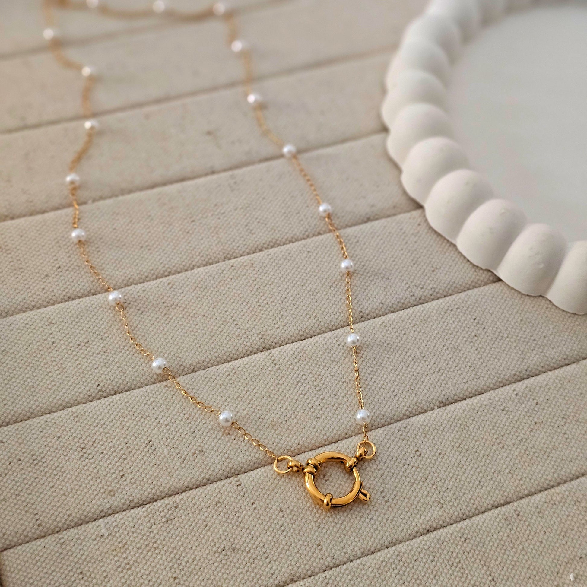 Fern Pearl Charm Lock Necklace