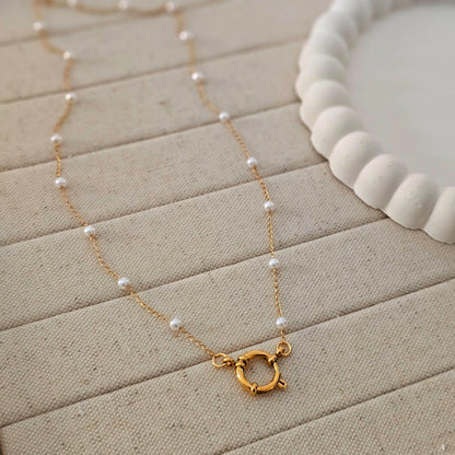 Fern Pearl Charm Lock Necklace