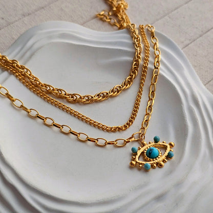 Triple Layered Evil Eye Necklace-3  taahirajewellery