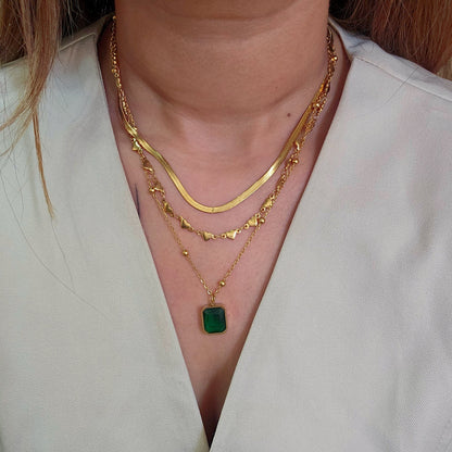 Trio Emerald Stud Necklace-2  taahirajewellery