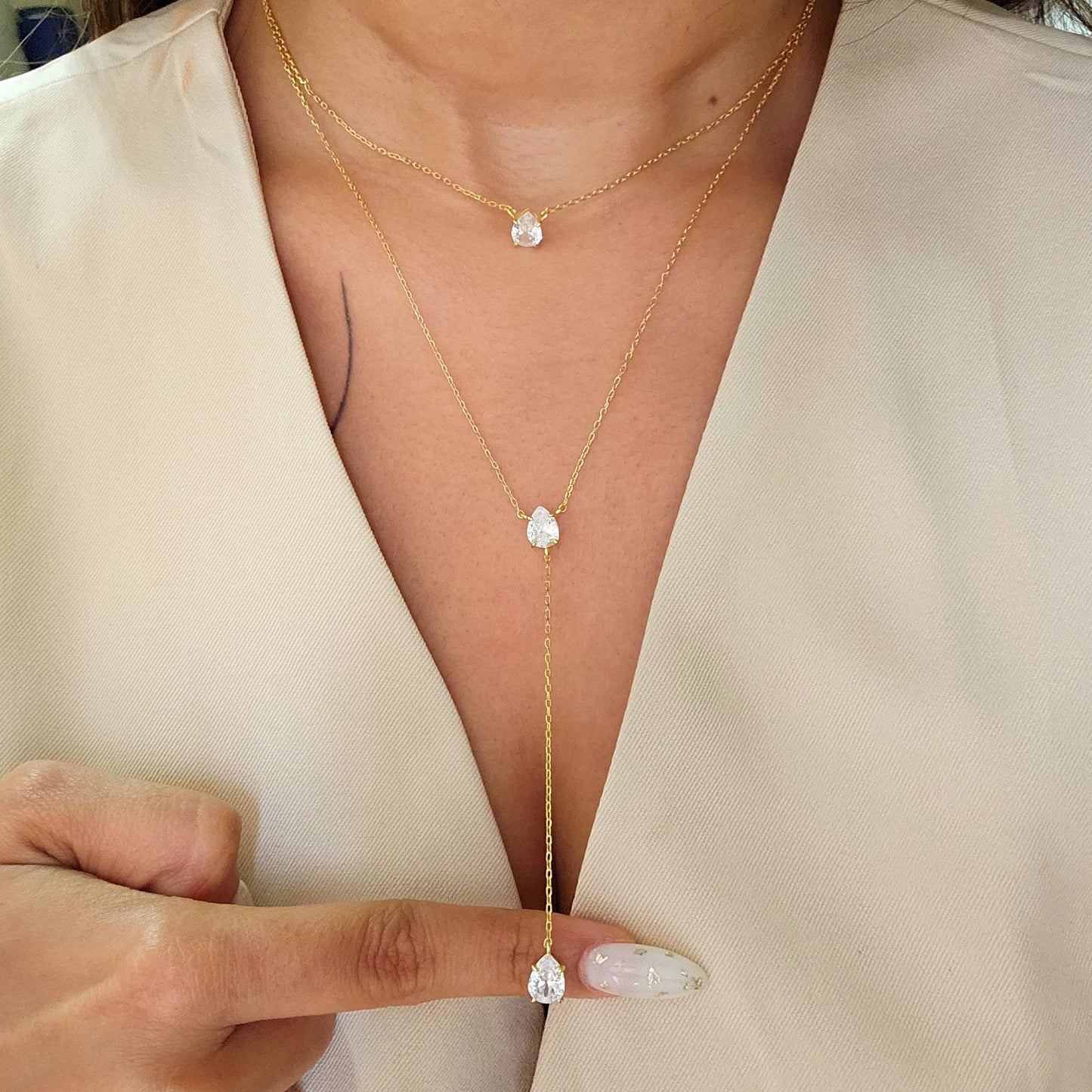 Double Layered Zirconia Necklace-1  taahirajewellery