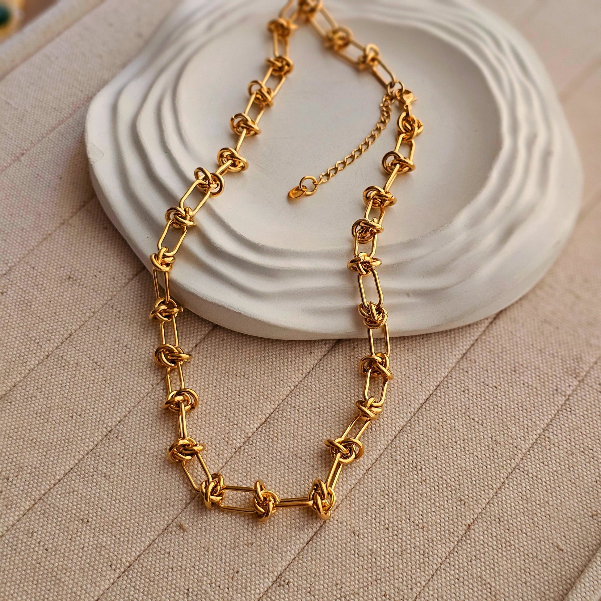18kt G.P Knotted Necklace-1  taahirajewellery