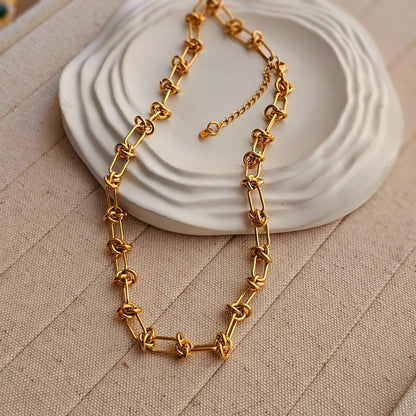 18kt G.P Knotted Necklace-1  taahirajewellery