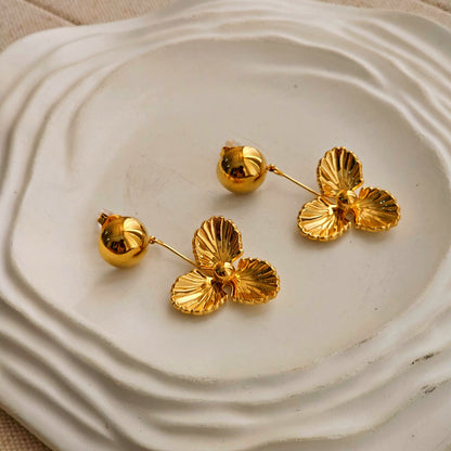 Oliver Gold Flower Earrings-4  taahirajewellery
