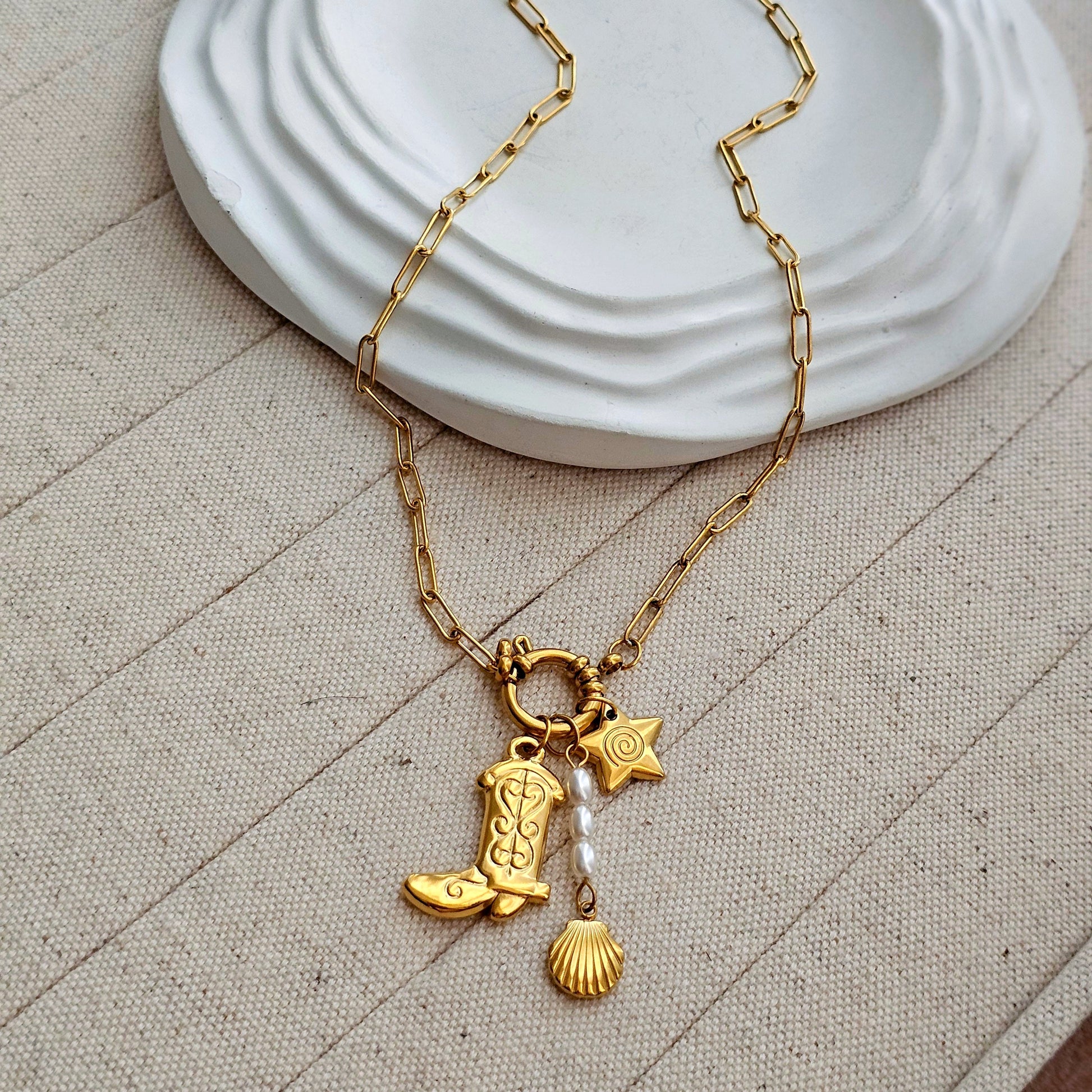 Boots Charm Lock Necklace-1  taahirajewellery