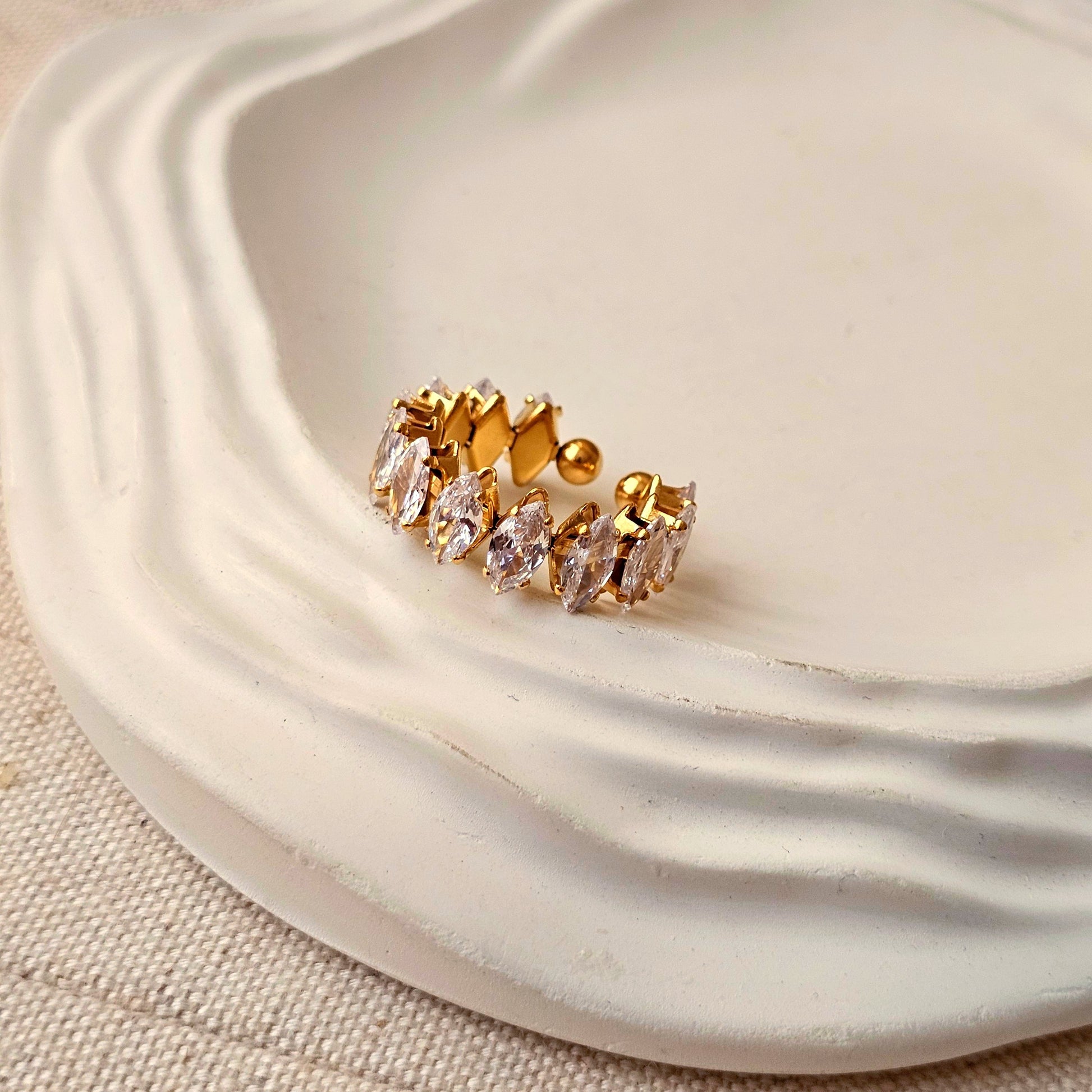 Zircon Marquise Gold Plated Adjustable Ring-3  taahirajewellery