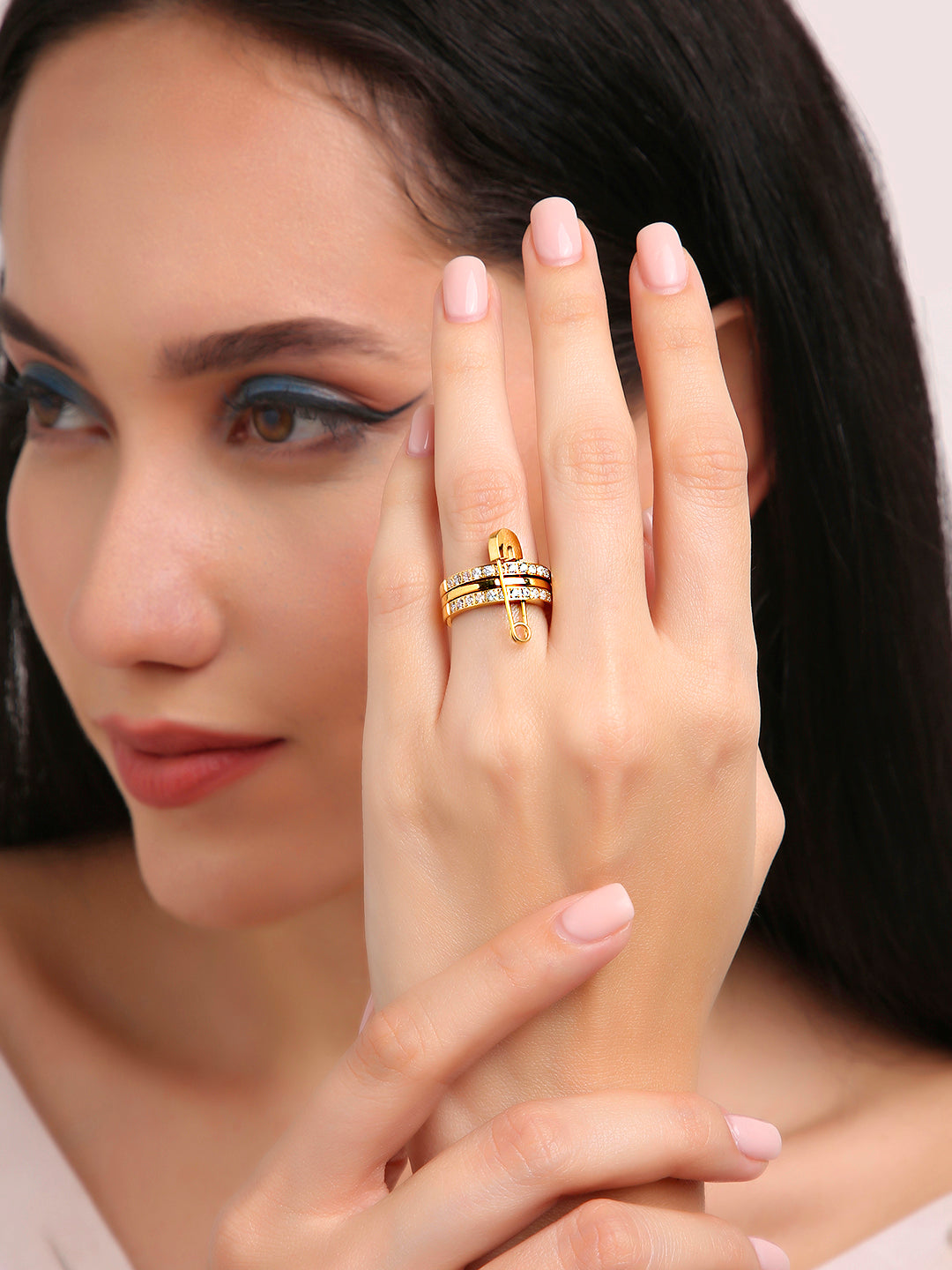 Safety Pin Layered Ring