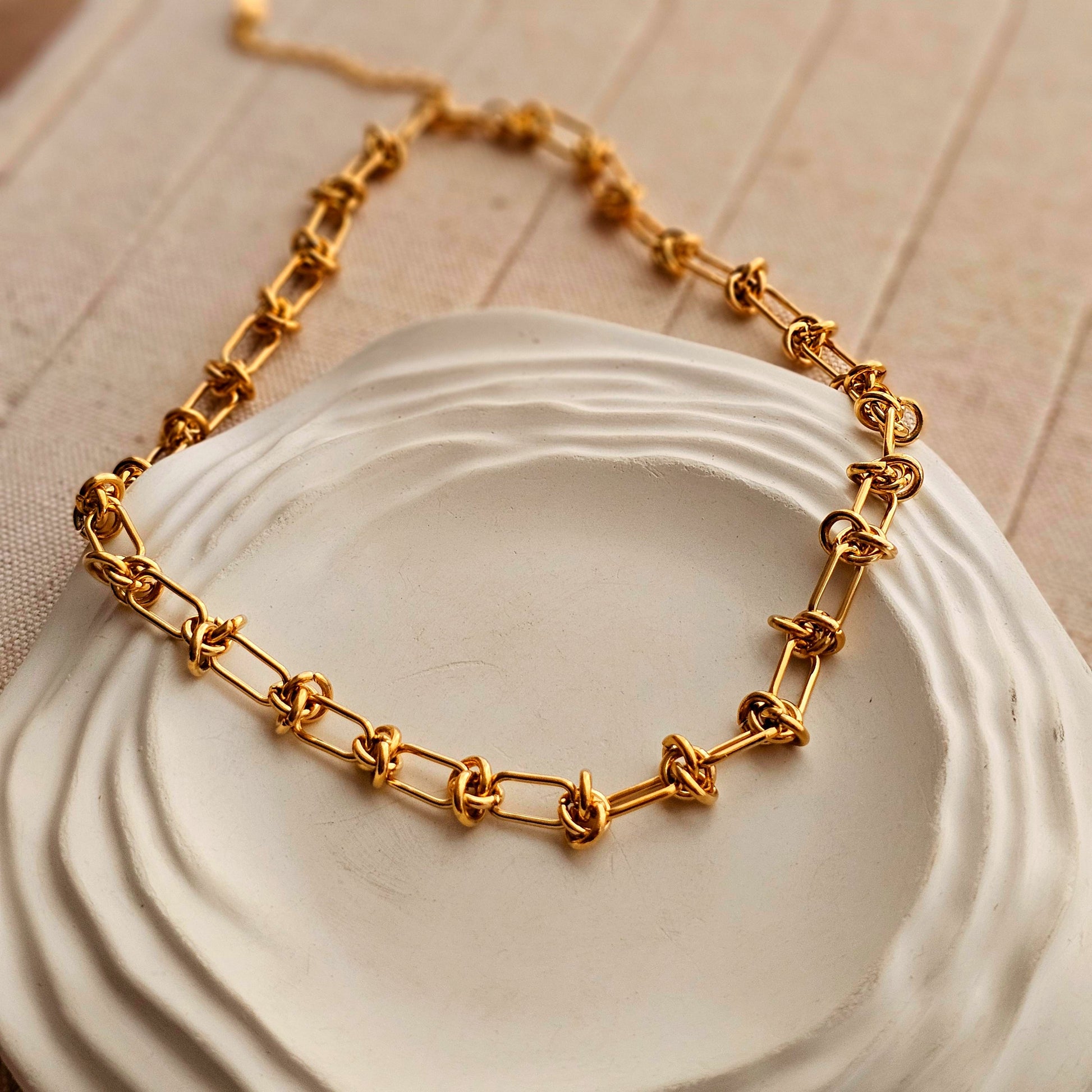 18kt G.P Knotted Necklace-3  taahirajewellery