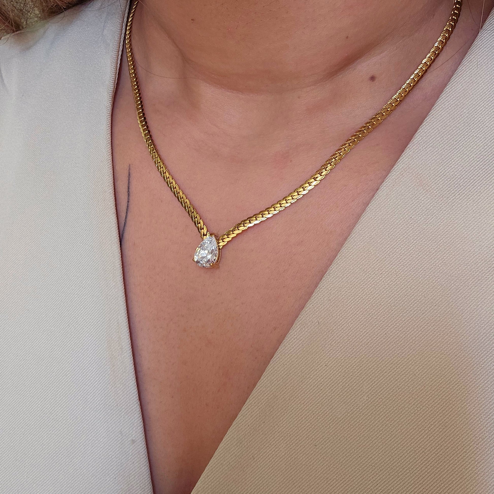 Opal Stud Gold Plated Necklace-2  taahirajewellery