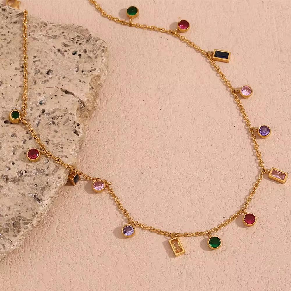 18kt Gold Plated Multi Charm Necklace-3  taahirajewellery