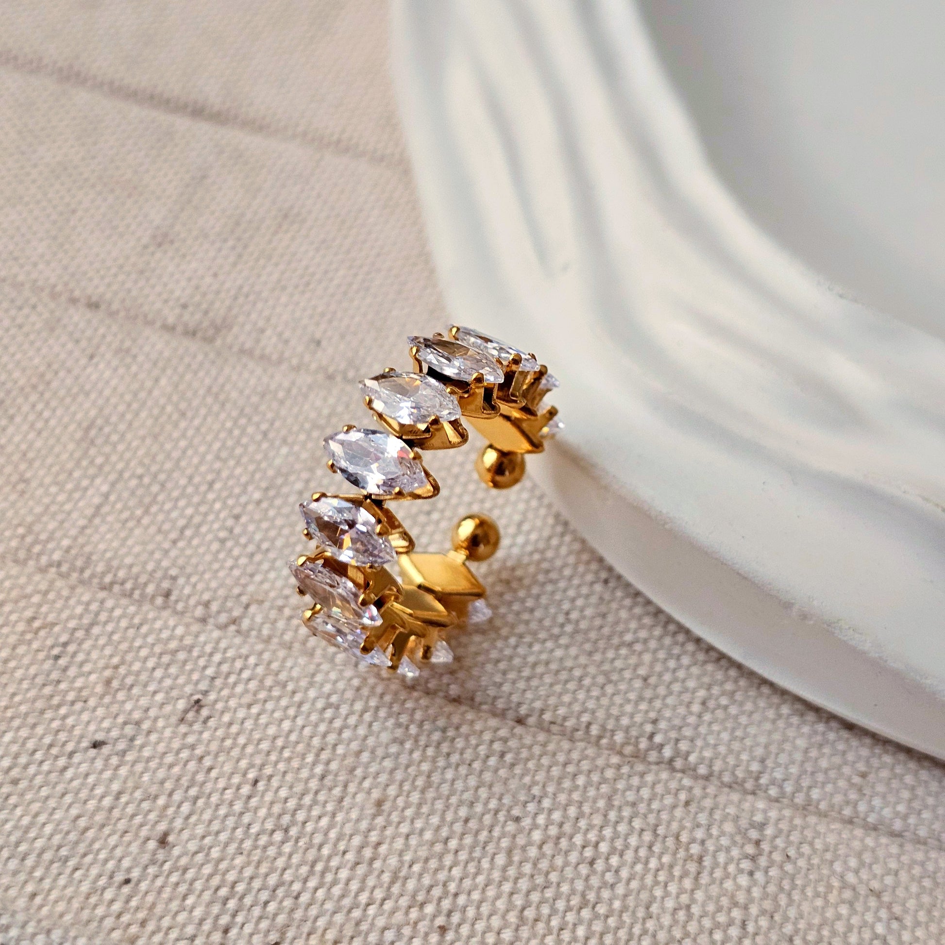 Zircon Marquise Gold Plated Adjustable Ring-1  taahirajewellery