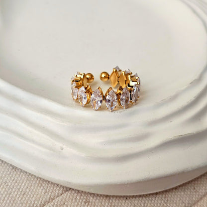 Zircon Marquise Gold Plated Adjustable Ring-2  taahirajewellery
