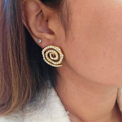 Luke Twirl Zircon Stud Earrings-2  taahirajewellery