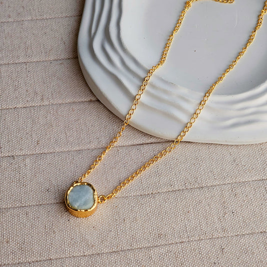 Aventurine Stud Brass Necklace-2  taahirajewellery