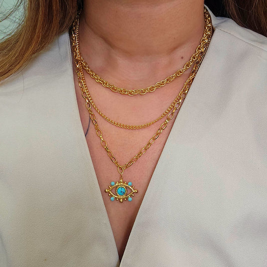 Triple Layered Evil Eye Necklace-1  taahirajewellery