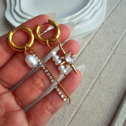 Flora Zircon Pearl Earrings-5  taahirajewellery
