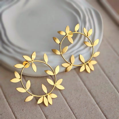 Leaf Brass Earrings-2  taahirajewellery