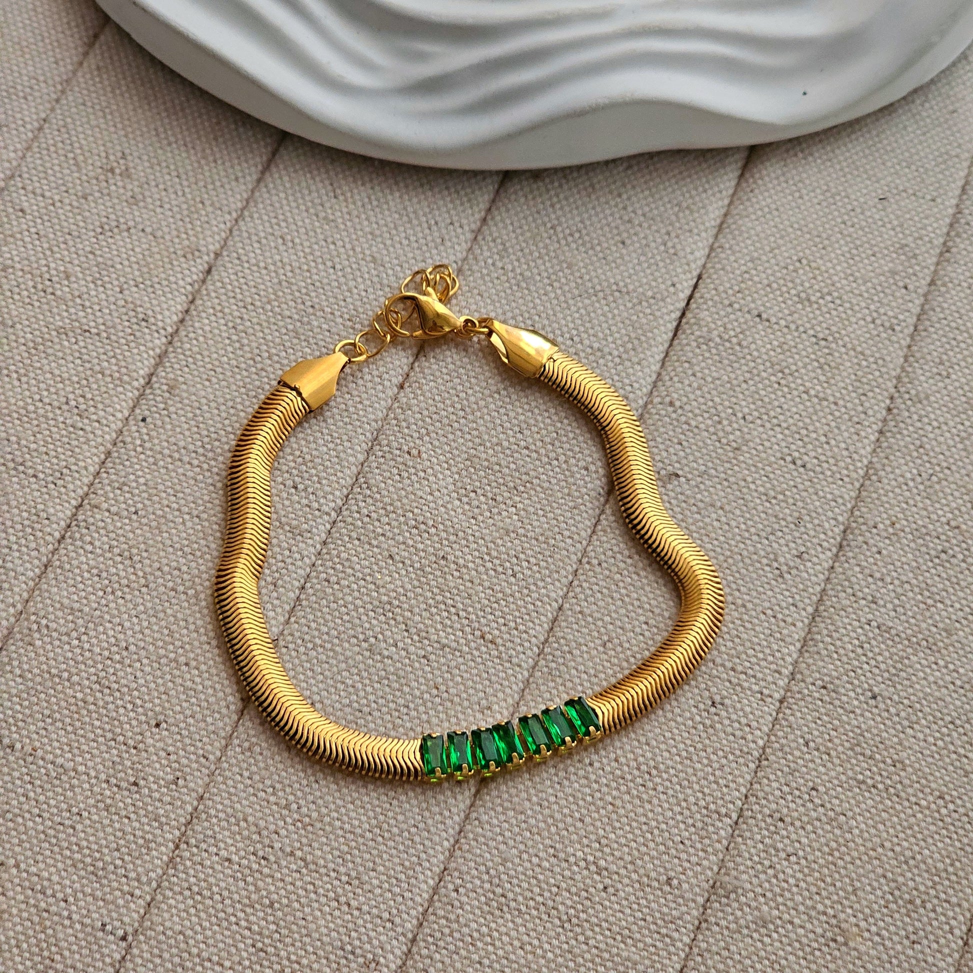 Echo Green Stones Bracelet-2  taahirajewellery