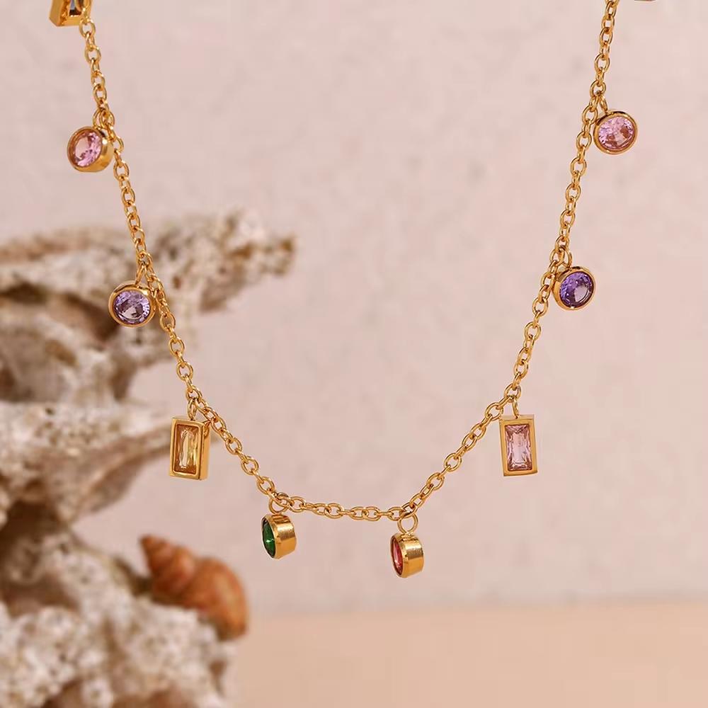 18kt Gold Plated Multi Charm Necklace-4  taahirajewellery