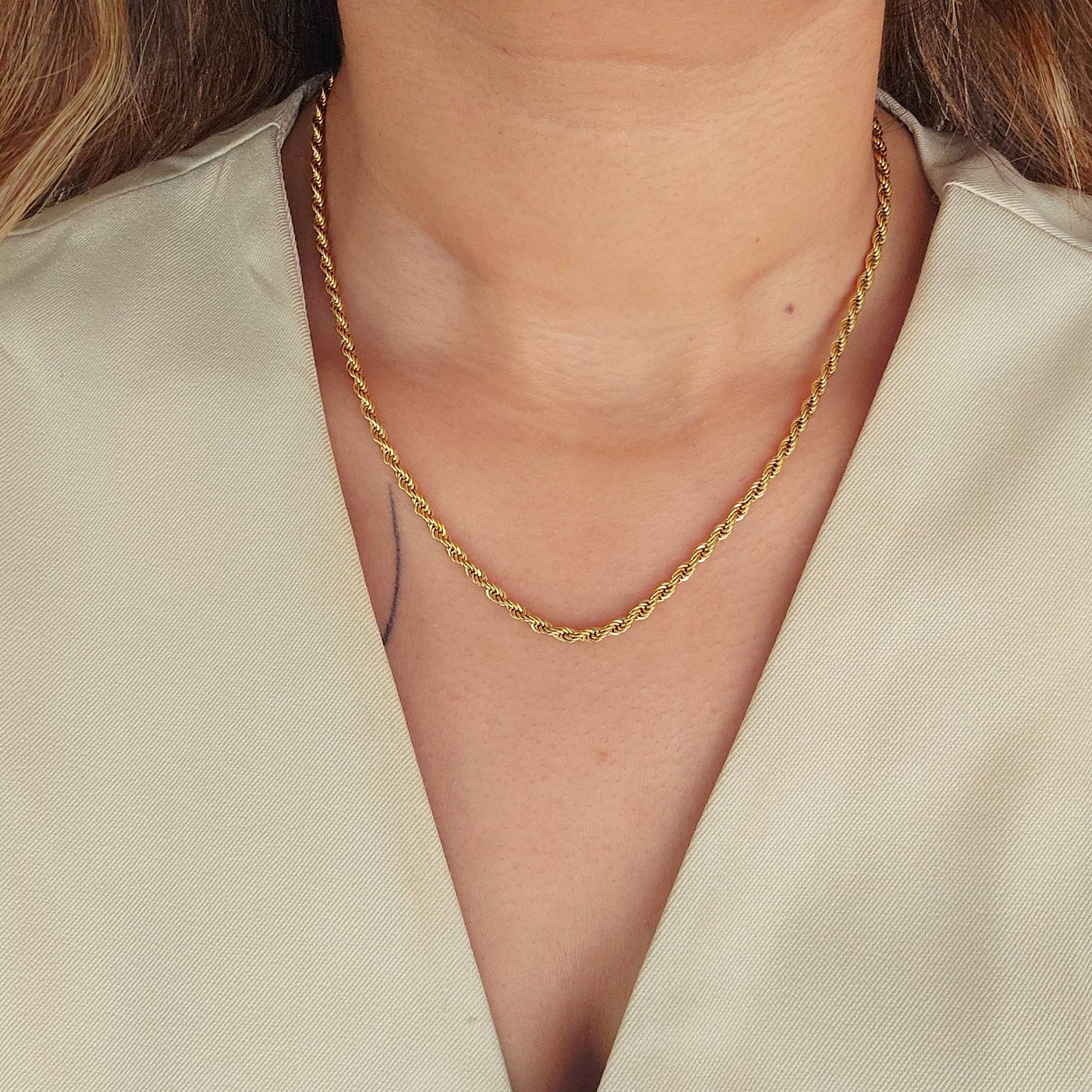 18kt G.P Rope Chain Necklace-2  taahirajewellery