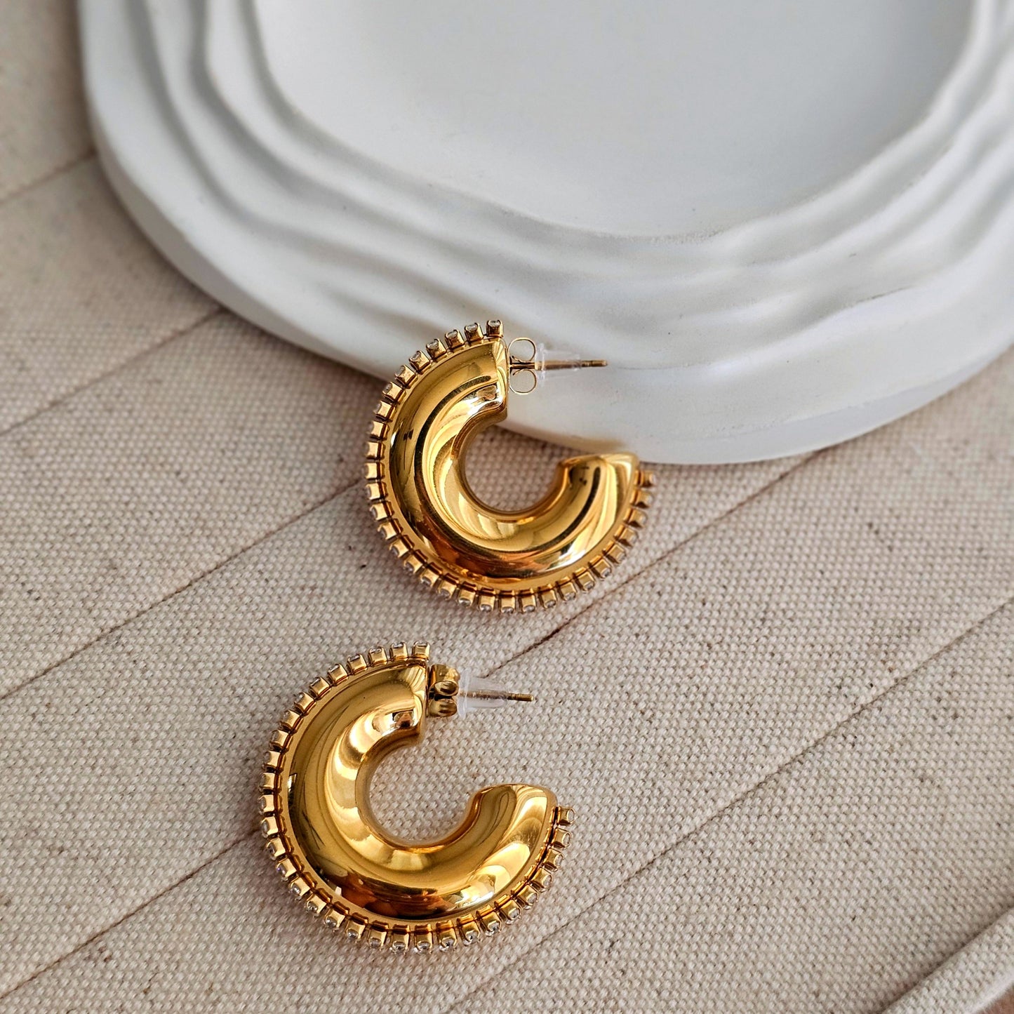 Bella Zircon Hoop Earrings-2  taahirajewellery
