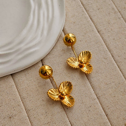 Oliver Gold Flower Earrings-2  taahirajewellery
