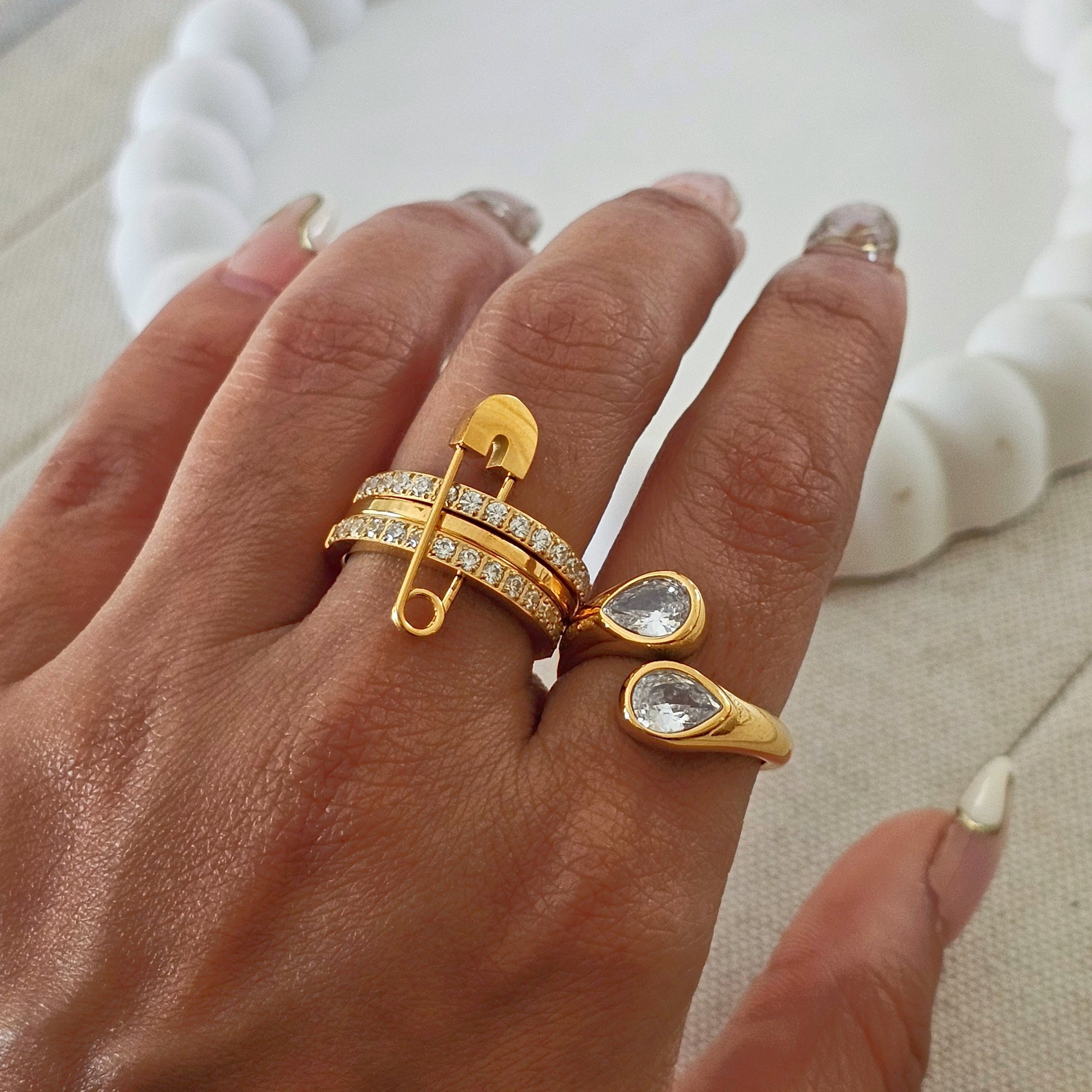 Safety Pin Layered Ring