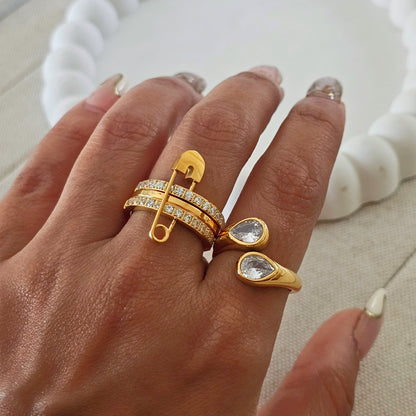 Safety Pin Layered Ring
