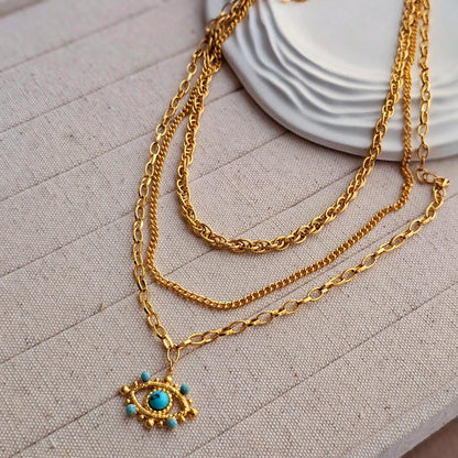 Triple Layered Evil Eye Necklace-4  taahirajewellery
