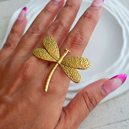 Dragonfly Adjustable Ring-4  taahirajewellery