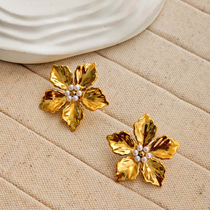 Celine Flower Stud Earrings-4  taahirajewellery