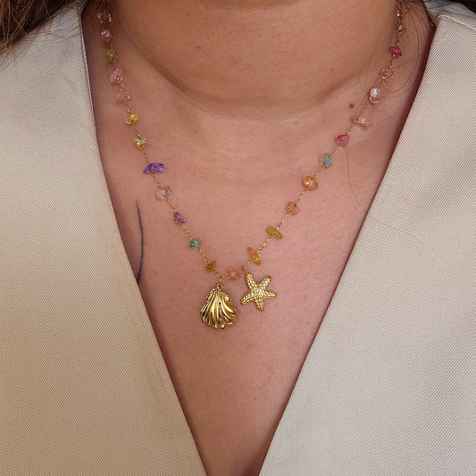 Emma Shell Multistone Necklace-1  taahirajewellery
