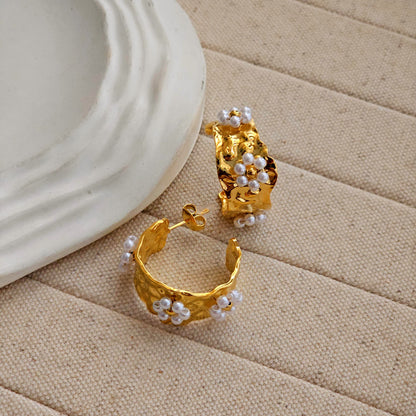 Teo Pearl Hoop Earrings-1  taahirajewellery