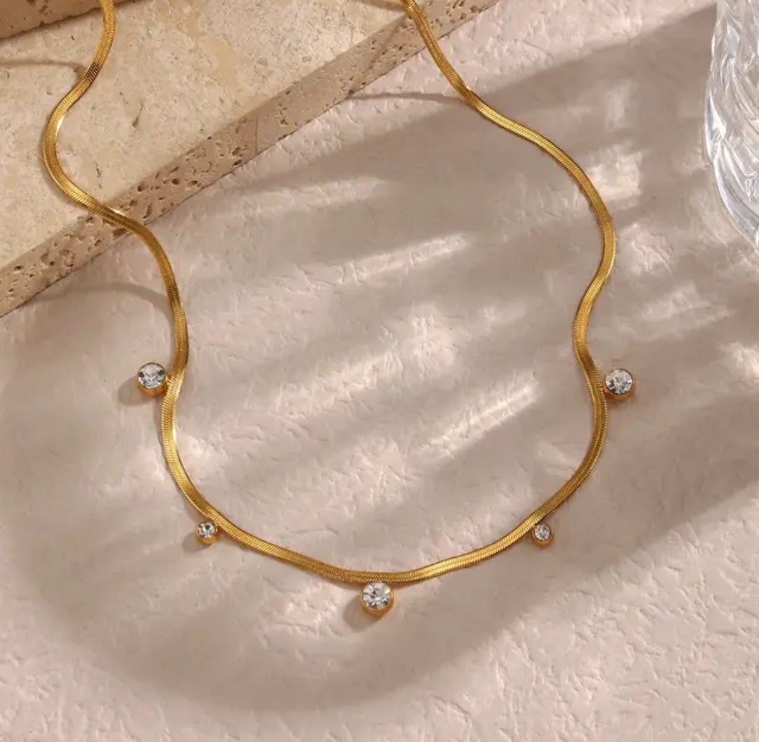 18K G.P Zircon Studded Necklace-3  taahirajewellery