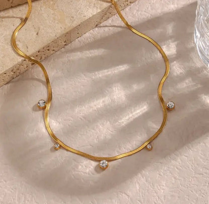 18K G.P Zircon Studded Necklace-3  taahirajewellery