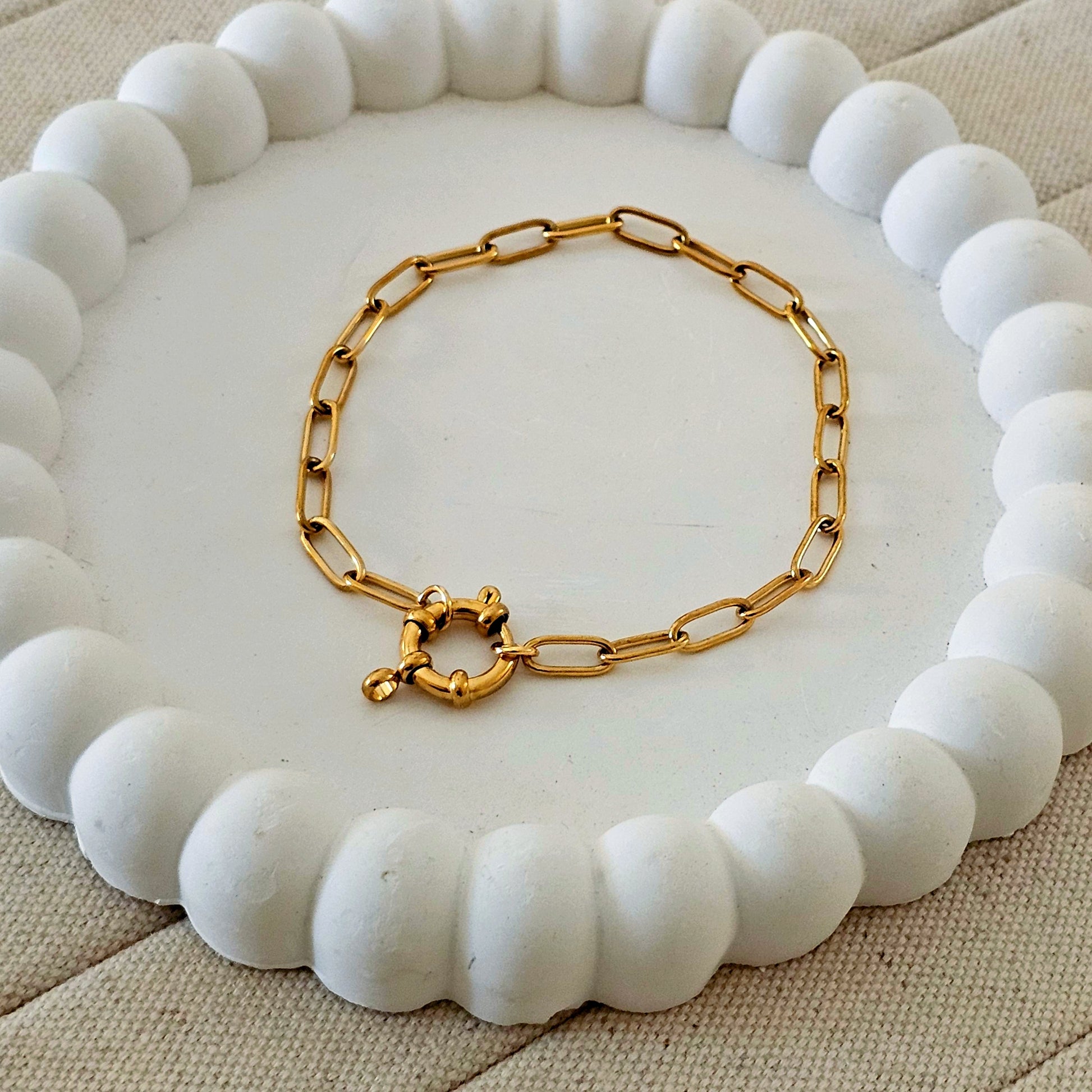 Multilink Charm Lock Bracelet