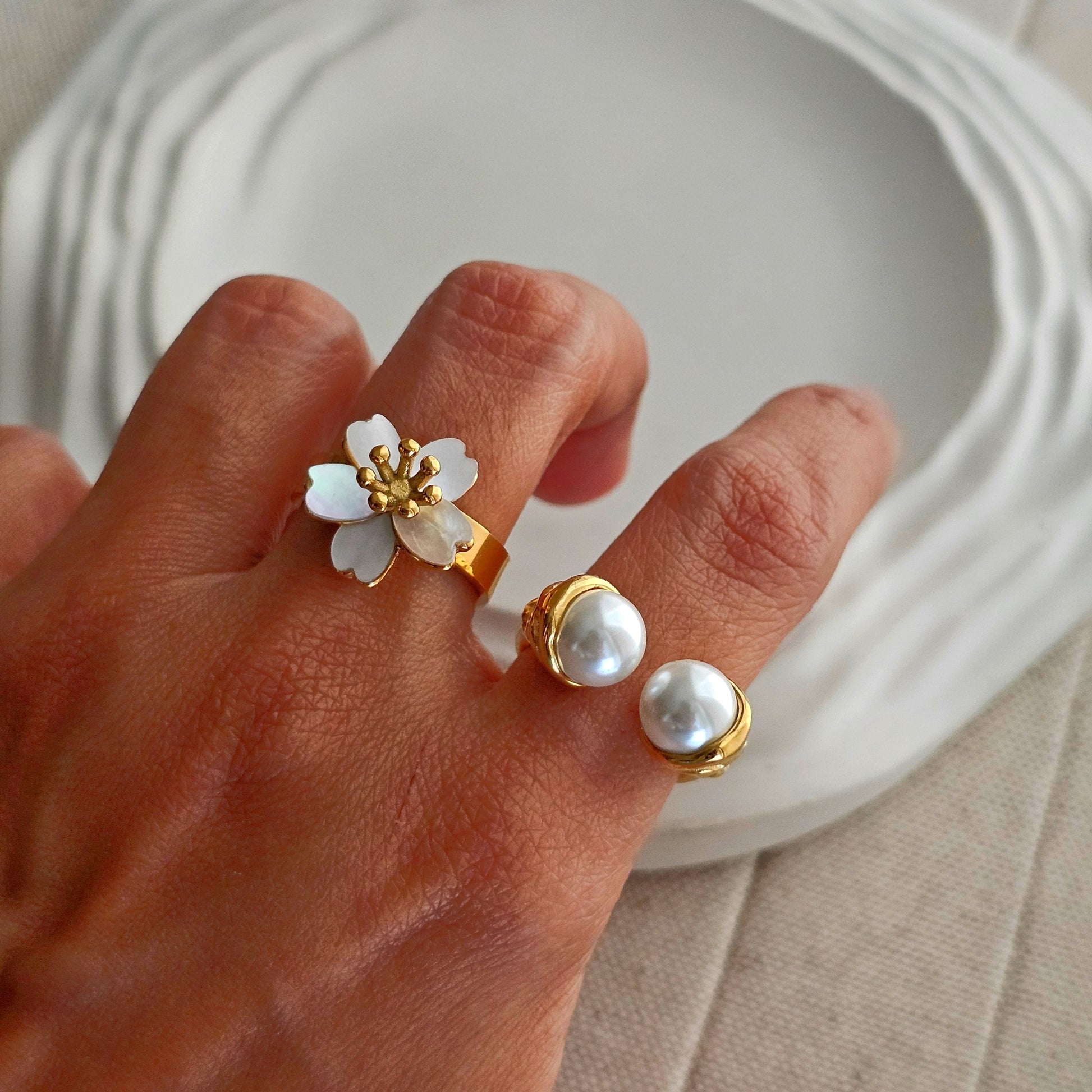 Thea Vintage Pearl Ring-4  taahirajewellery