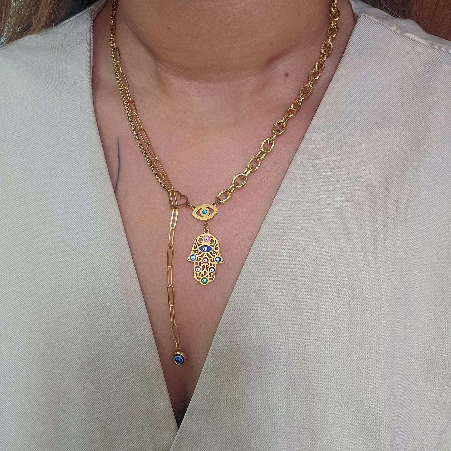 Evil Eye Charm Necklace-2  taahirajewellery
