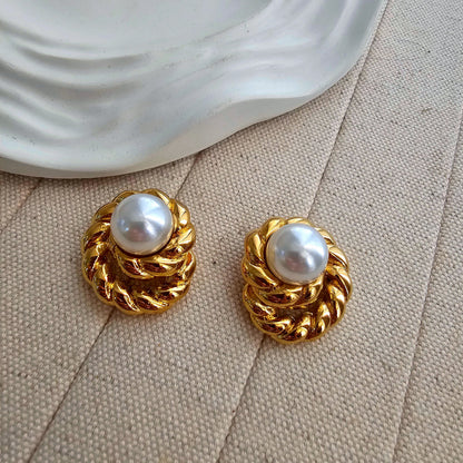 Baroque Gold Plated Twisted Earrings-1  taahirajewellery