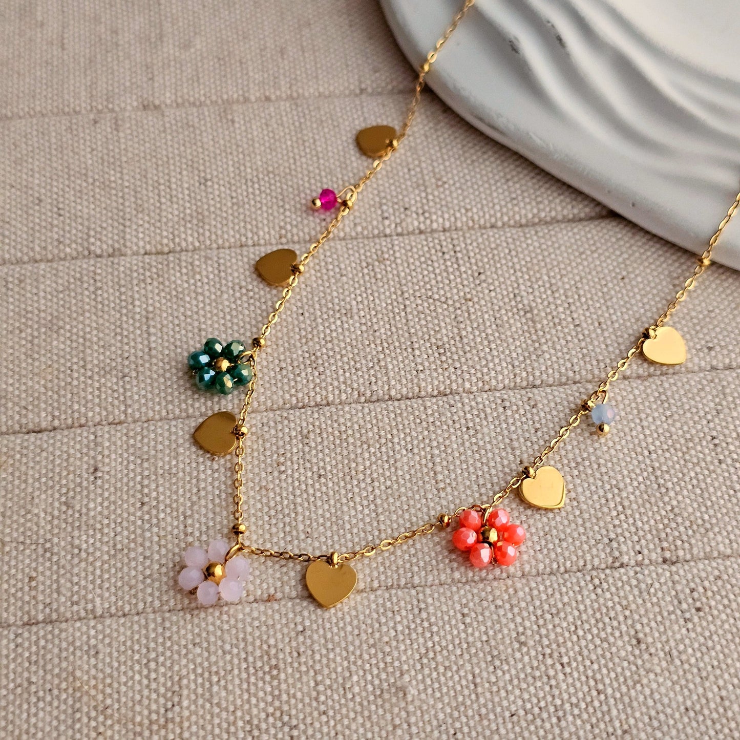 Colorful Flowers Charm Necklace-3  taahirajewellery