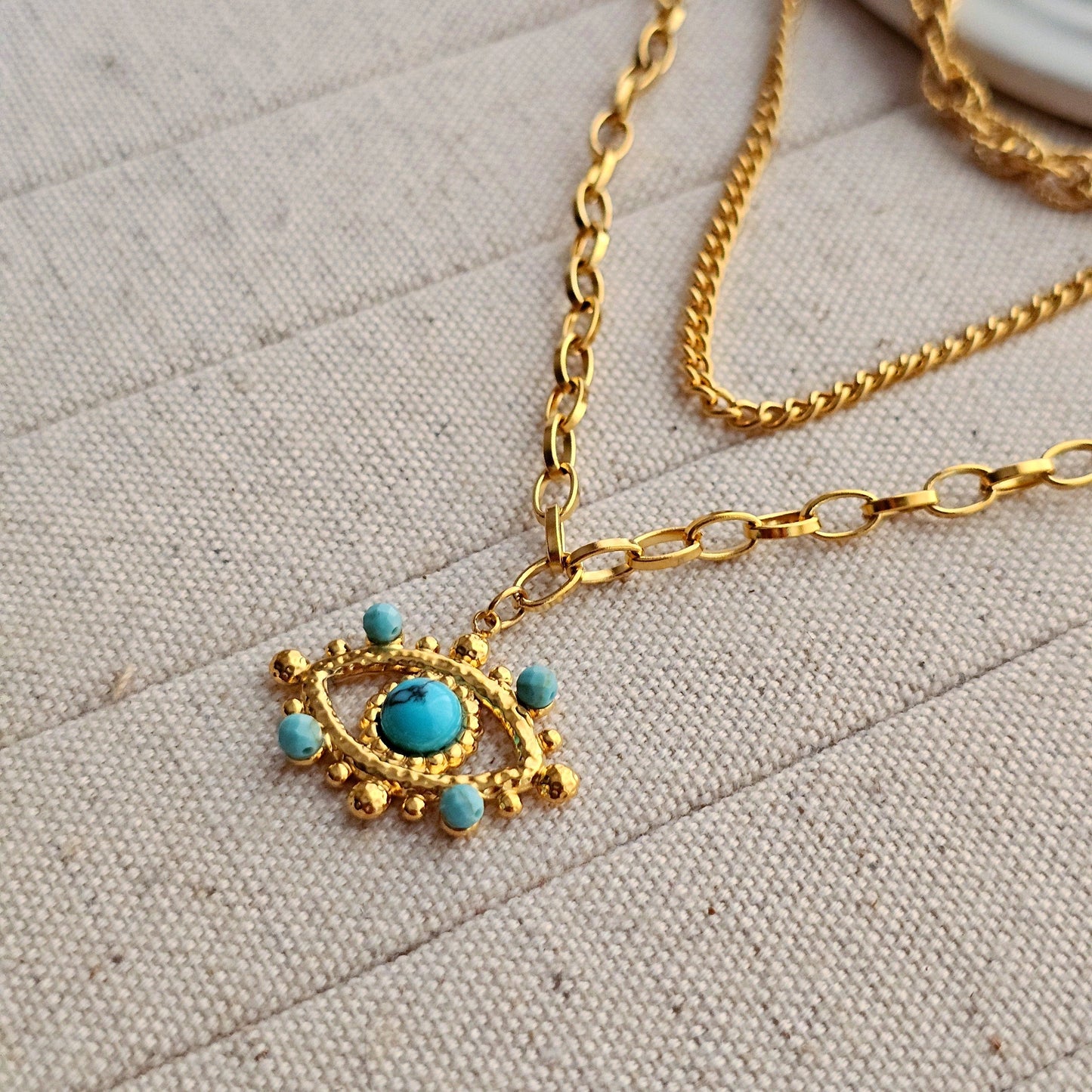 Triple Layered Evil Eye Necklace-5  taahirajewellery